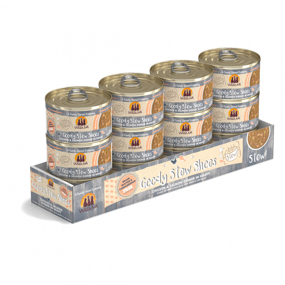 Weruva Classic Cat Stews! Goody Stew Shoes with Chicken & Salmon in Gravy Canned Cat Food