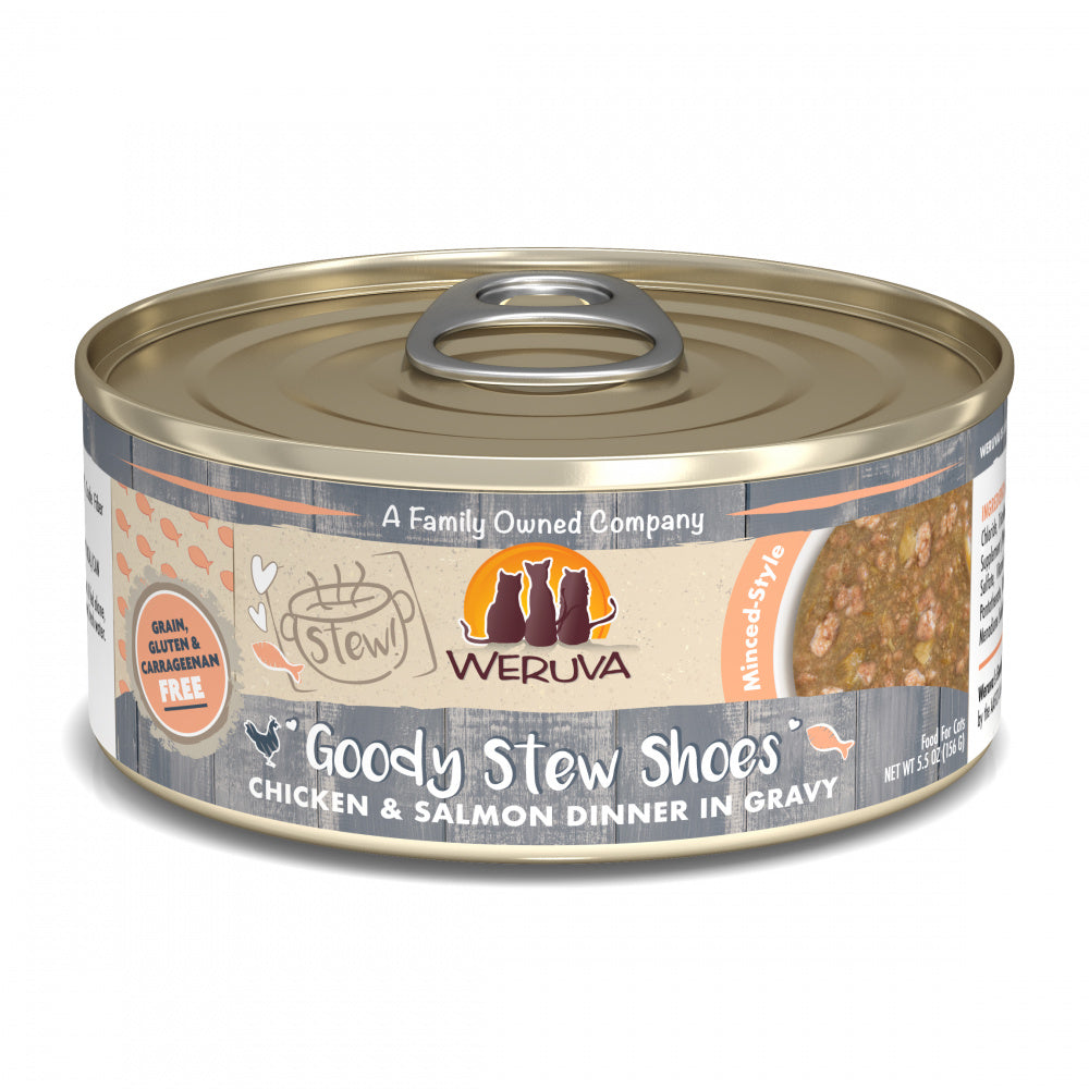 Weruva Classic Cat Stews! Goody Stew Shoes with Chicken & Salmon in Gravy Canned Cat Food