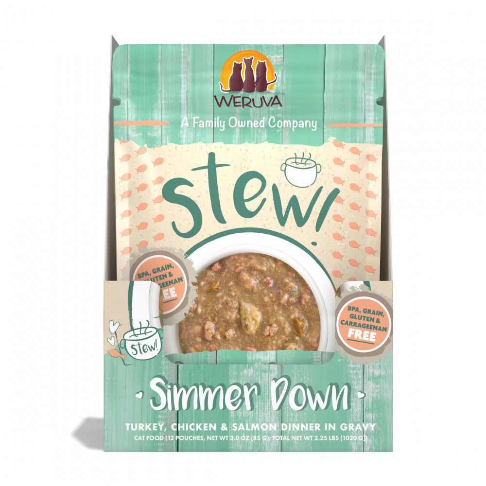 Weruva Classic Cat Stews! Simmer Down with Turkey Chicken & Salmon in Gravy Canned Cat Food