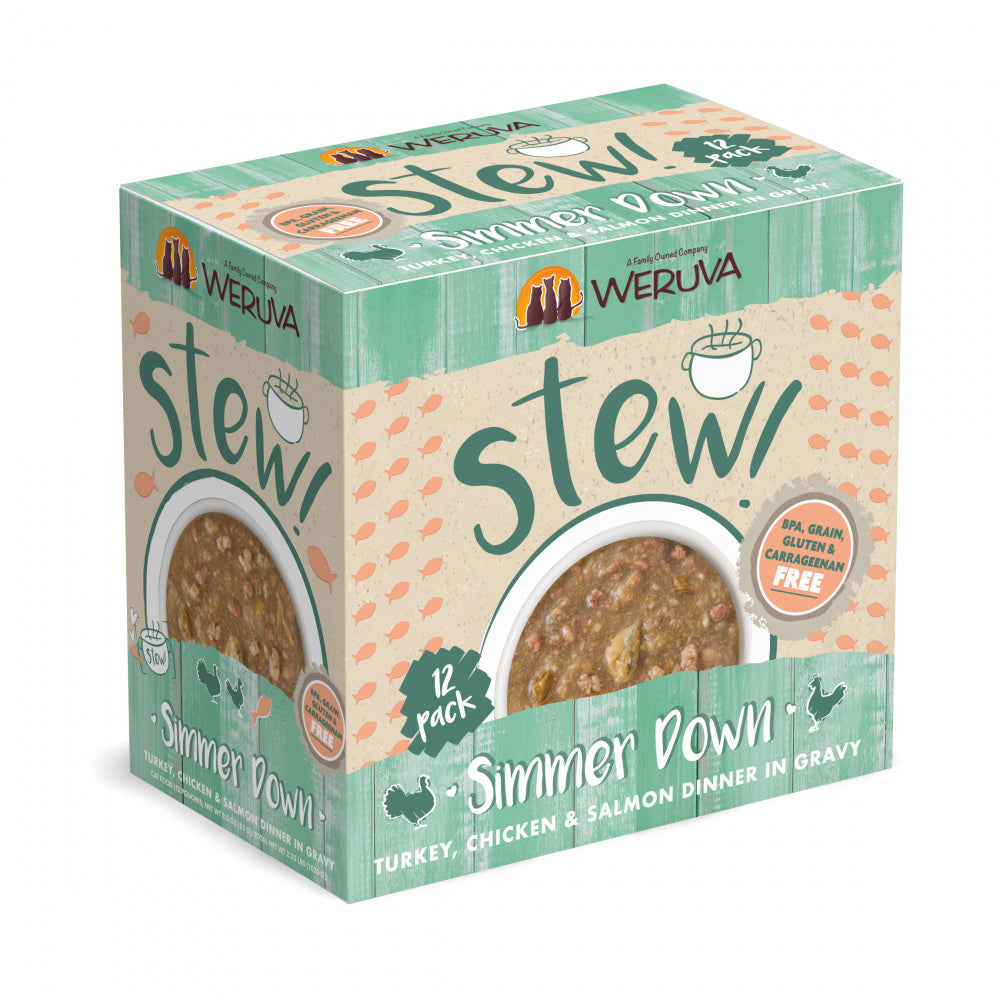 Weruva Classic Cat Stews! Simmer Down with Turkey Chicken & Salmon in Gravy Canned Cat Food