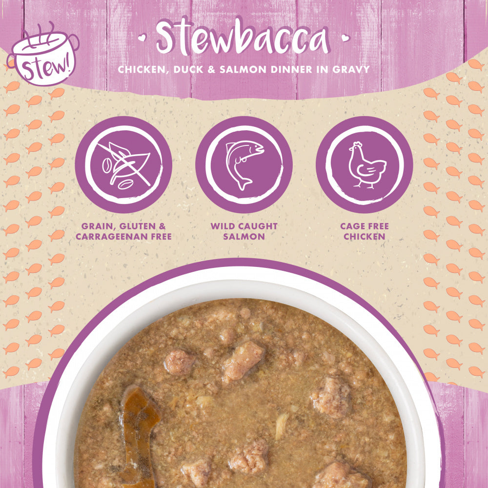 Weruva Classic Cat Stews! Stewbacca with Chicken Duck & Salmon in Gravy Canned Cat Food