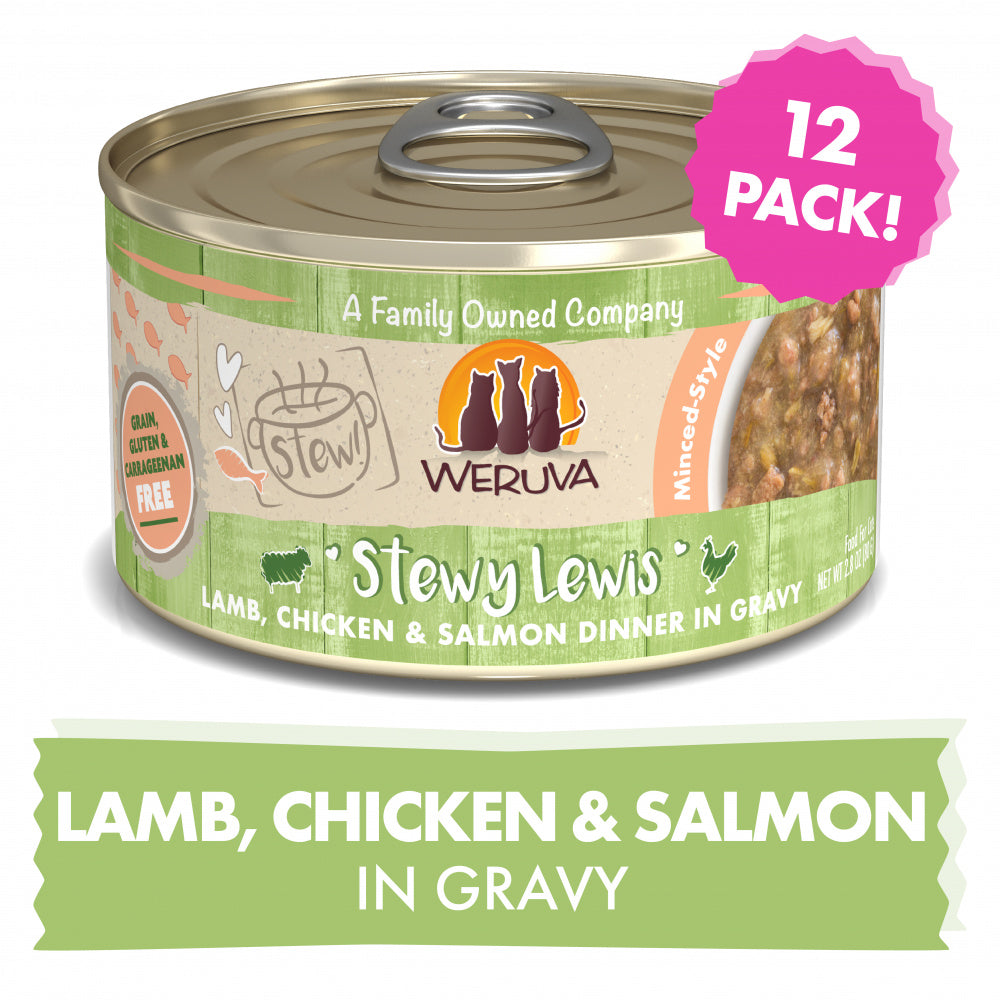 Weruva Classic Cat Stews! Stewy Lewis with Lamb Chicken & Salmon in Gravy Canned Cat Food