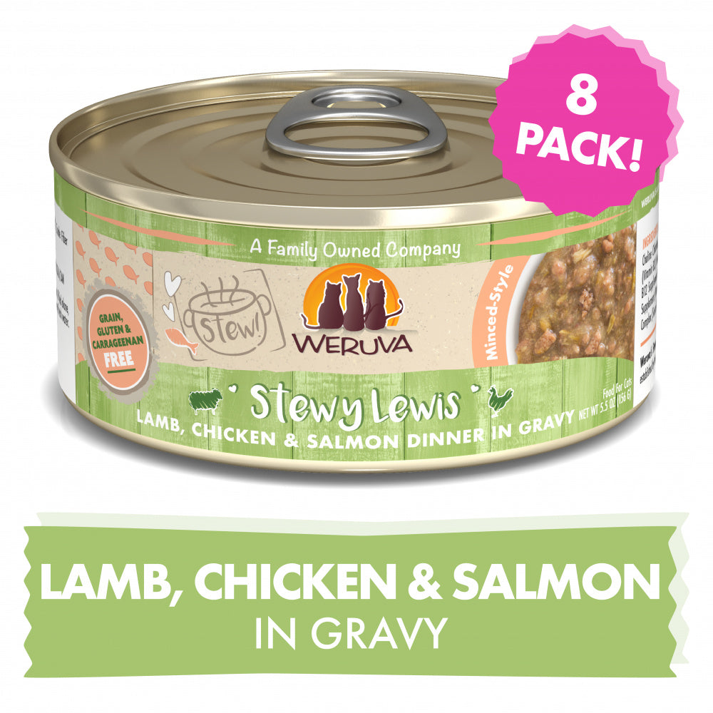 Weruva Classic Cat Stews! Stewy Lewis with Lamb Chicken & Salmon in Gravy Canned Cat Food