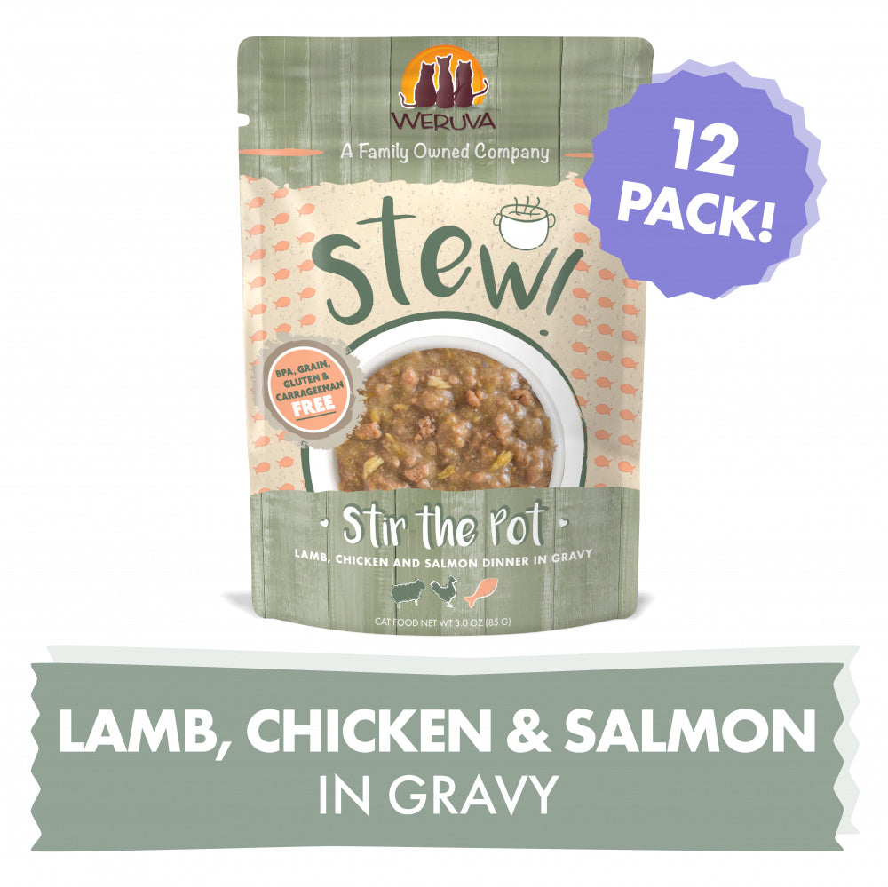 Weruva Classic Cat Stews! Stir the Pot with Lamb Chicken & Salmon in Gravy Canned Cat Food