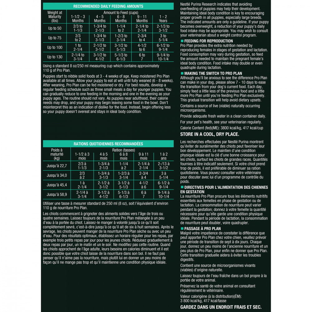 Large breed puppy outlet feeding chart