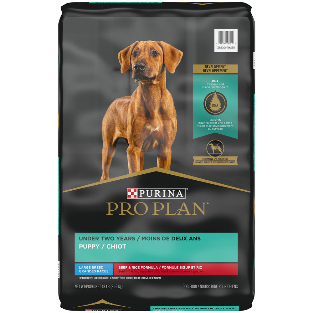 Purina Pro Plan Development Beef & Rice Formula With Probiotics High Protein Large Breed Dry Puppy Food