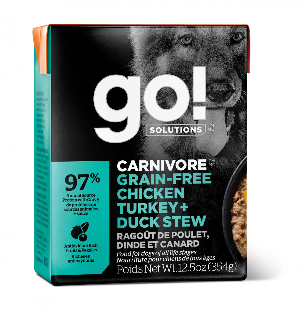 Petcurean Go! Carnivore Grain Free Chicken, Turkey & Duck Stew Wet Dog Food