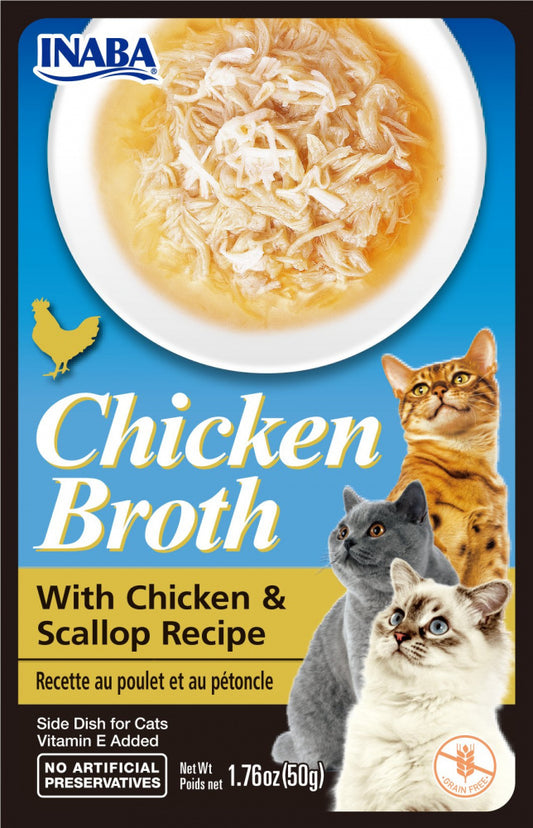 Inaba Cat Chicken Broth Chicken & Scallop Recipe Cat Food Topper