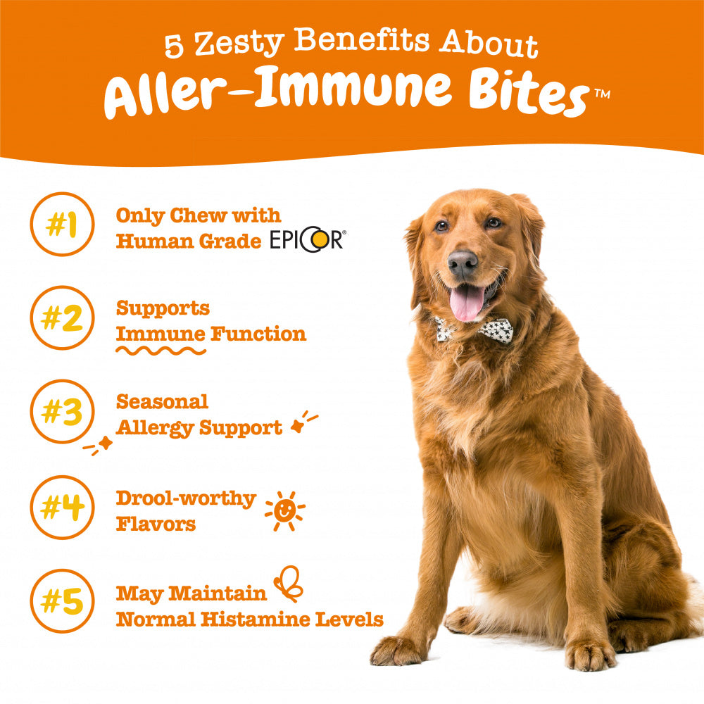 Zesty Paws Aller-Immune Bites for Seasonal Allergies Lamb Flavor Immune Function   Sensitive Skin & Gut Health for Dogs