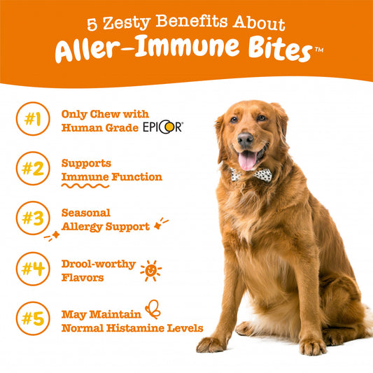 Zesty Paws Aller-Immune Bites for Seasonal Allergies Lamb Flavor Immune Function Sensitive Skin & Gut Health for Dogs