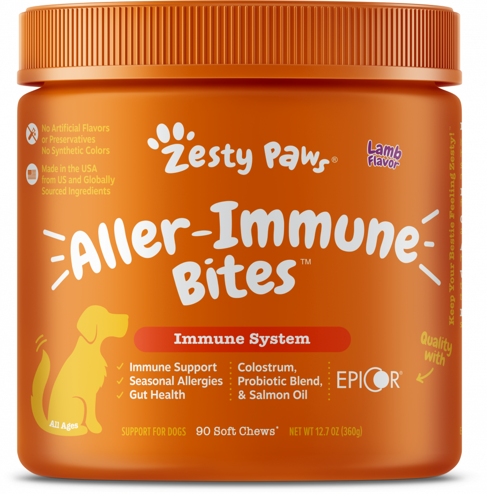 Zesty Paws Aller-Immune Bites for Seasonal Allergies Lamb Flavor Immune Function   Sensitive Skin & Gut Health for Dogs