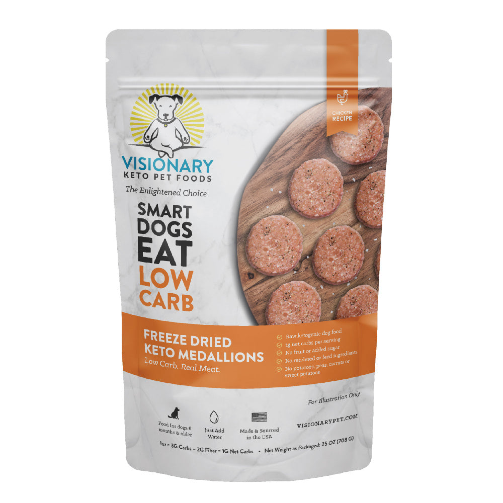 Visionary Pet Chicken Recipe Freeze-Dried Medallions Low Carb Keto Dog Food