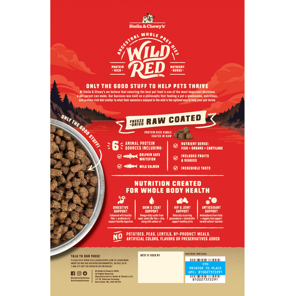 Stella & Chewy's Wild Red Dry Dog Food Raw Coated High Protein Wholesome Grains Ocean Recipe