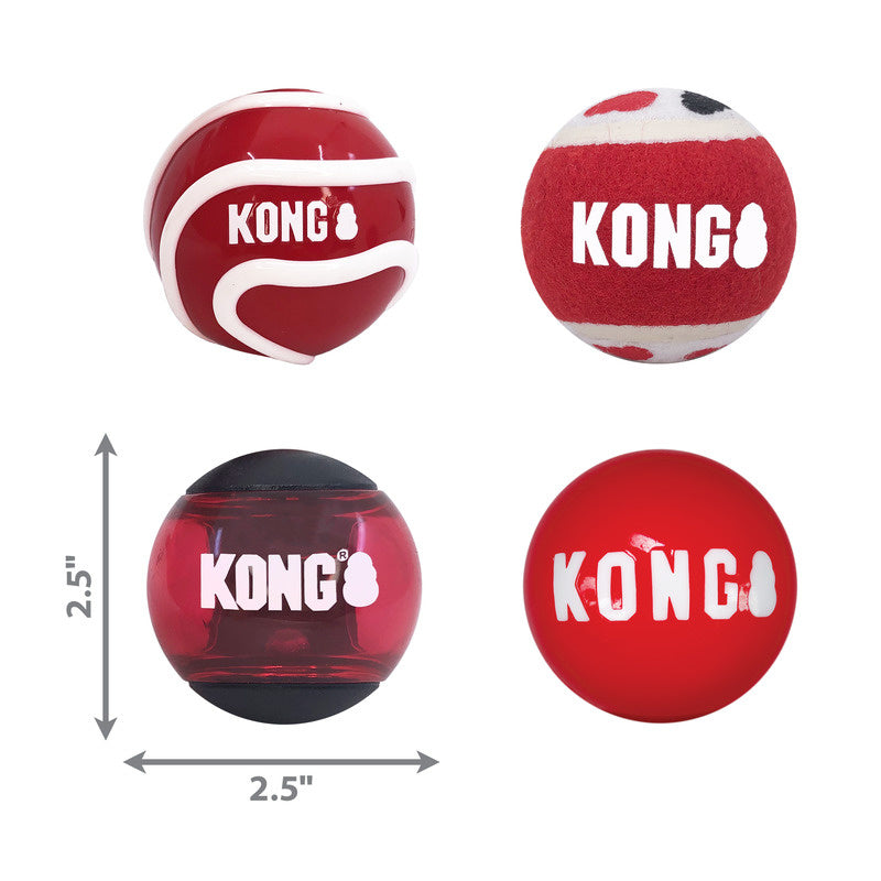 KONG Signature Balls 4 pack Assorted